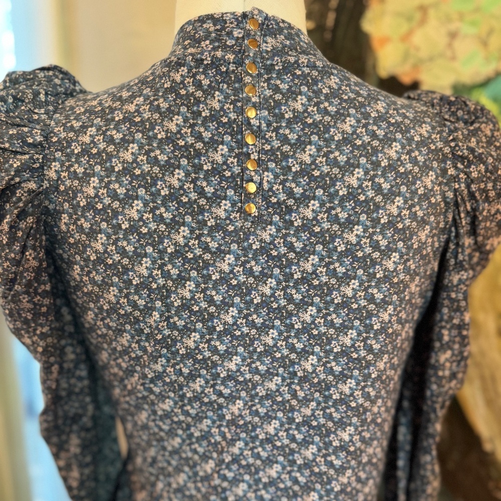 Nation ditsy floral print xs puff sleeve top